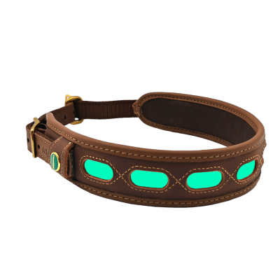 Svietiaci samonabíjací obojok kožený